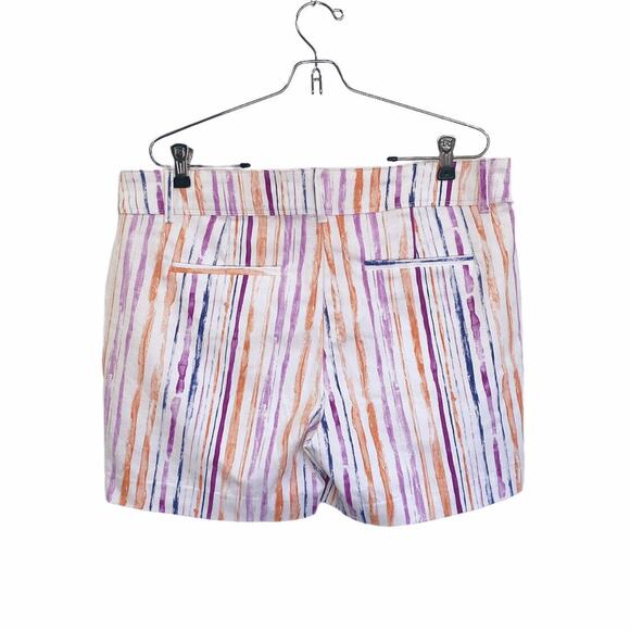 Isaac Mizrahi Shorts Womens Size 12 Striped White Multi-Colored Stretch 4” Insea - Picture 2 of 9